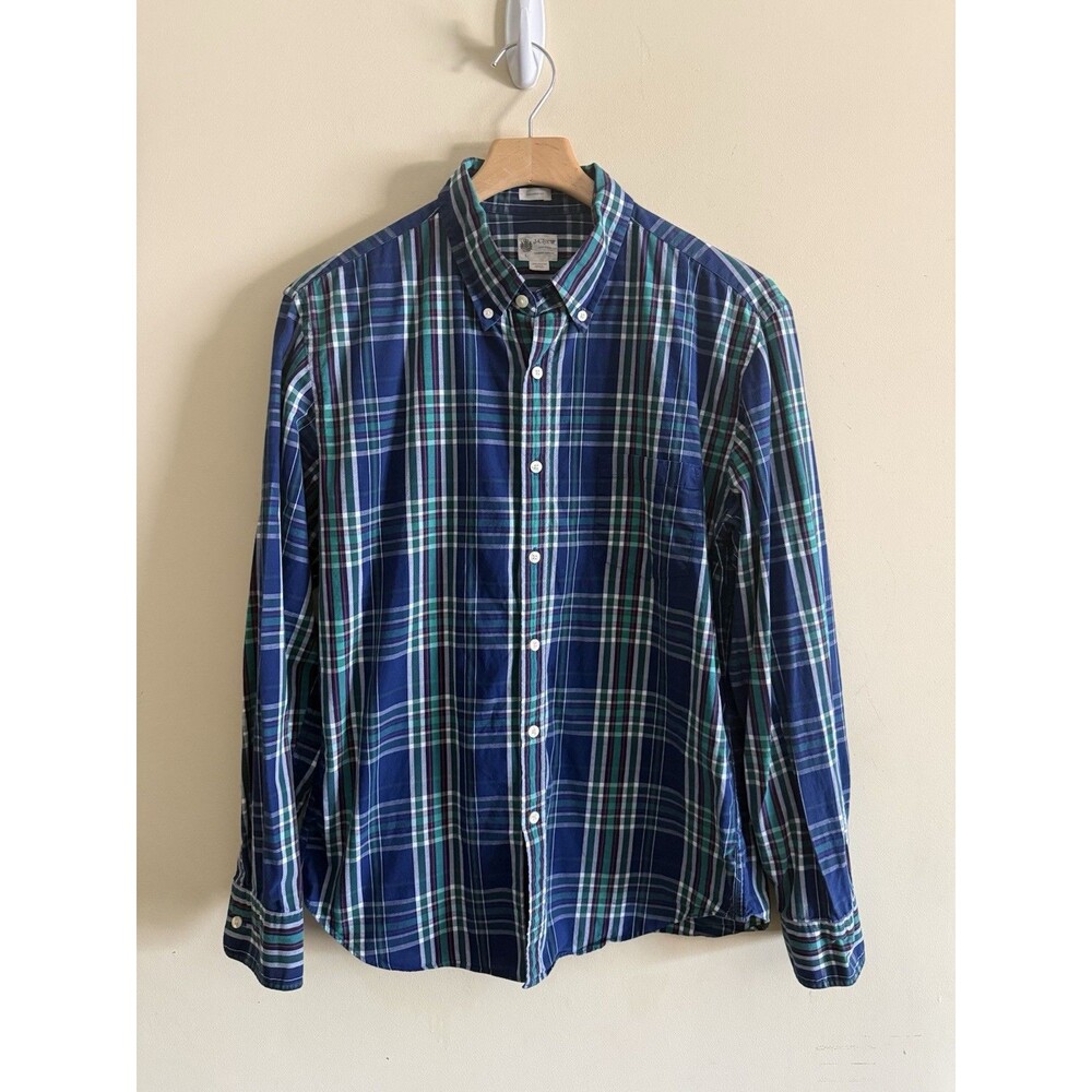 J Crew Mens Summer Plaid Shirt Tailored Fit Size Large Button Down Preppy Office